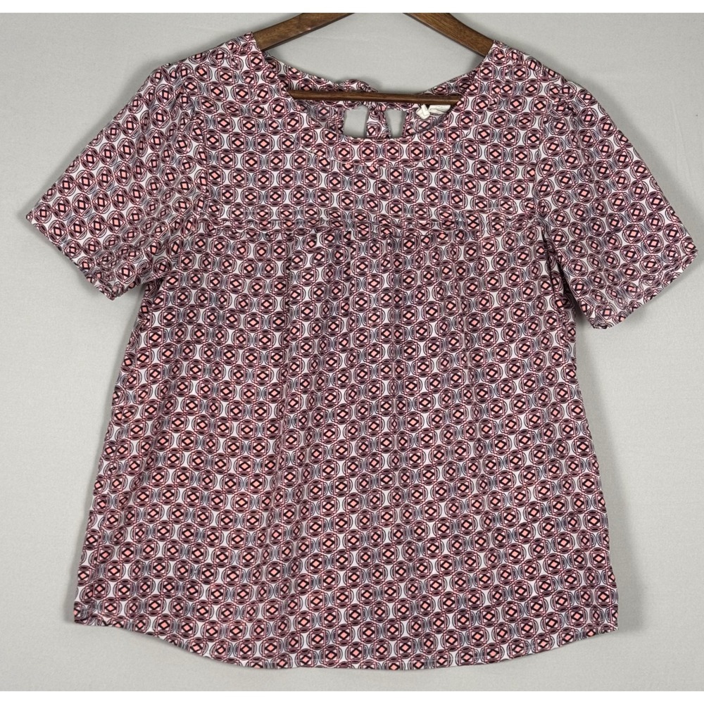 Japna Baby Doll Top Womens Medium Pink Geometric Medallion Boho Excellent